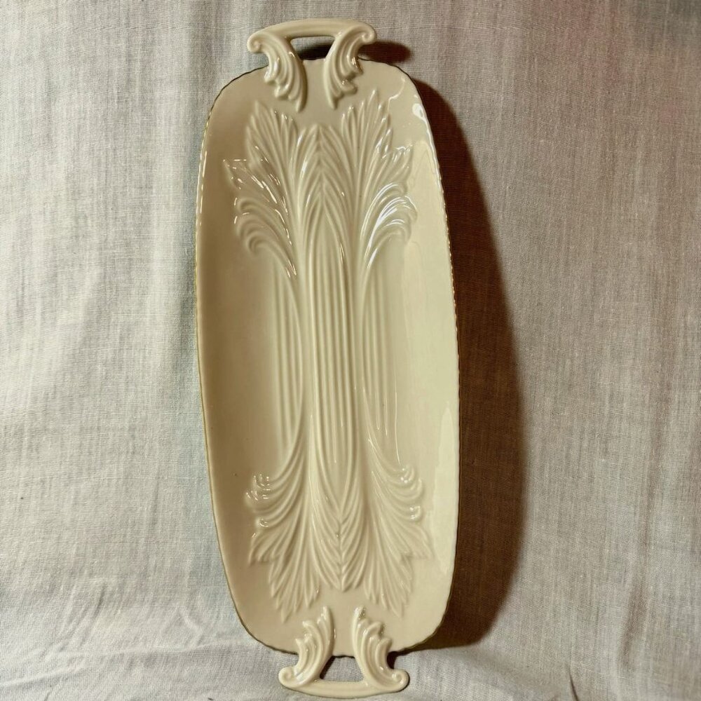 Vintage Lenox - Ivory Spring Garden Gold edged - Celery/Vegetable Tray